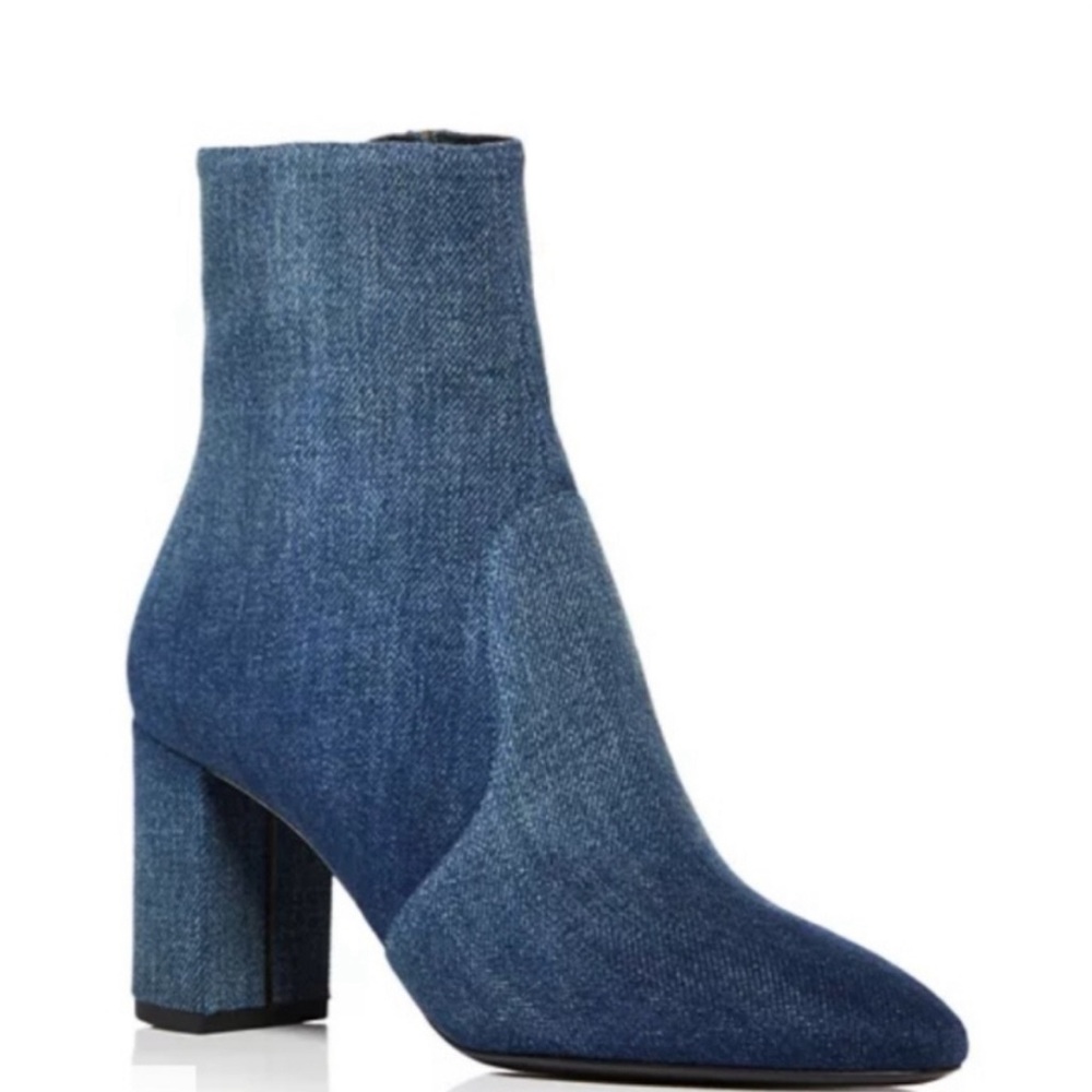Saint Laurent Lou Zip Denim Ankle Boots